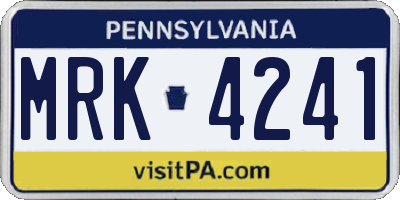 PA license plate MRK4241