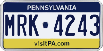 PA license plate MRK4243