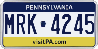 PA license plate MRK4245