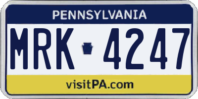 PA license plate MRK4247