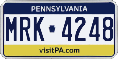 PA license plate MRK4248