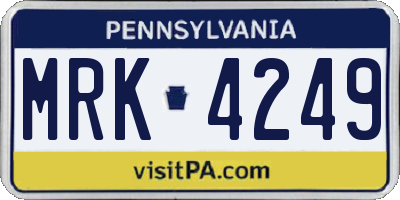 PA license plate MRK4249