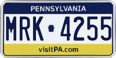 PA license plate MRK4255