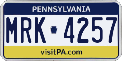 PA license plate MRK4257
