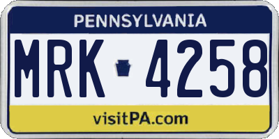 PA license plate MRK4258