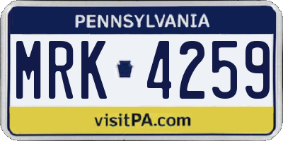PA license plate MRK4259