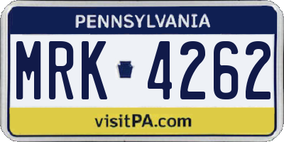PA license plate MRK4262