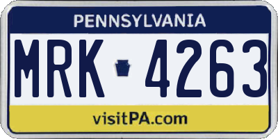 PA license plate MRK4263