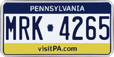 PA license plate MRK4265