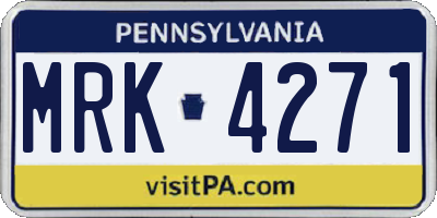 PA license plate MRK4271
