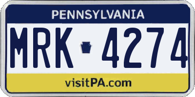 PA license plate MRK4274