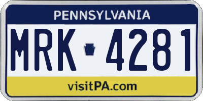 PA license plate MRK4281