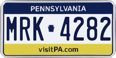 PA license plate MRK4282
