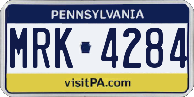 PA license plate MRK4284