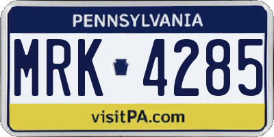 PA license plate MRK4285