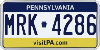 PA license plate MRK4286