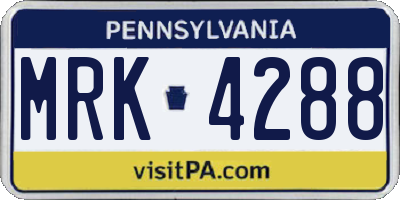PA license plate MRK4288
