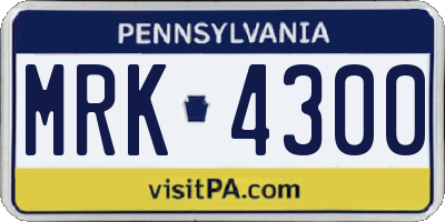 PA license plate MRK4300