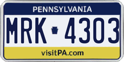 PA license plate MRK4303
