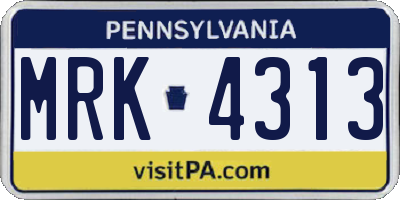 PA license plate MRK4313