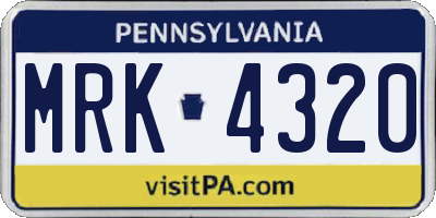PA license plate MRK4320