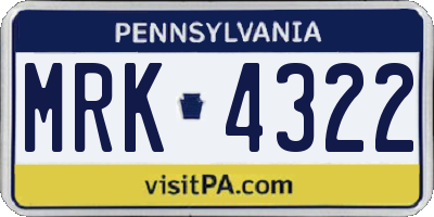 PA license plate MRK4322