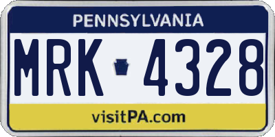 PA license plate MRK4328