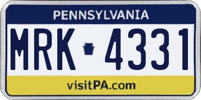 PA license plate MRK4331