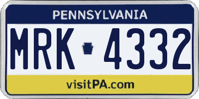 PA license plate MRK4332