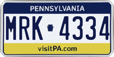 PA license plate MRK4334