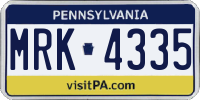 PA license plate MRK4335