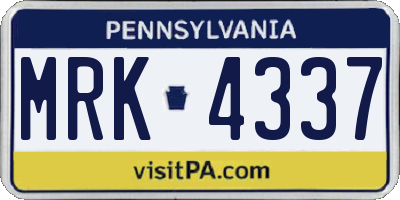 PA license plate MRK4337