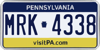 PA license plate MRK4338