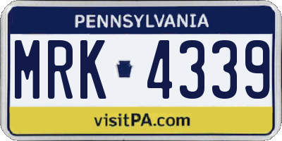 PA license plate MRK4339