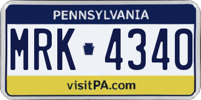 PA license plate MRK4340