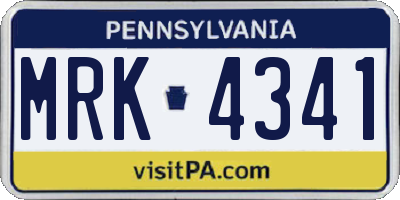 PA license plate MRK4341