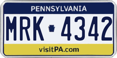 PA license plate MRK4342