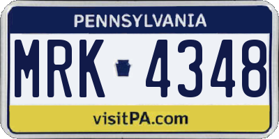 PA license plate MRK4348