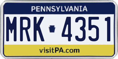 PA license plate MRK4351