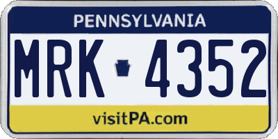 PA license plate MRK4352