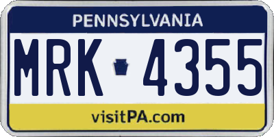 PA license plate MRK4355