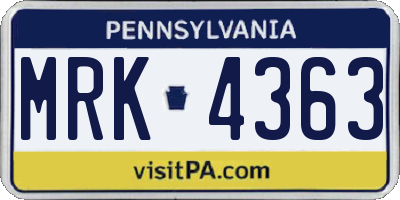 PA license plate MRK4363