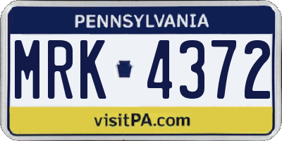 PA license plate MRK4372
