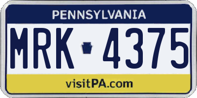 PA license plate MRK4375