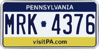 PA license plate MRK4376