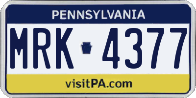 PA license plate MRK4377