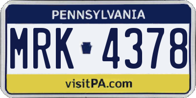 PA license plate MRK4378