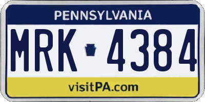 PA license plate MRK4384