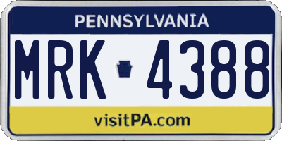 PA license plate MRK4388