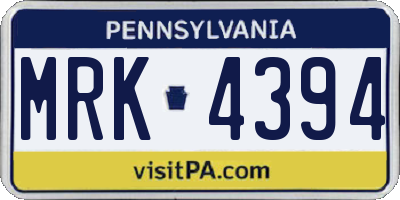 PA license plate MRK4394